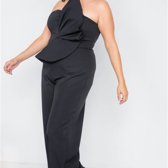 Main Event Black Strapless Jumpsuit (Plus) - Picture 5 of 6